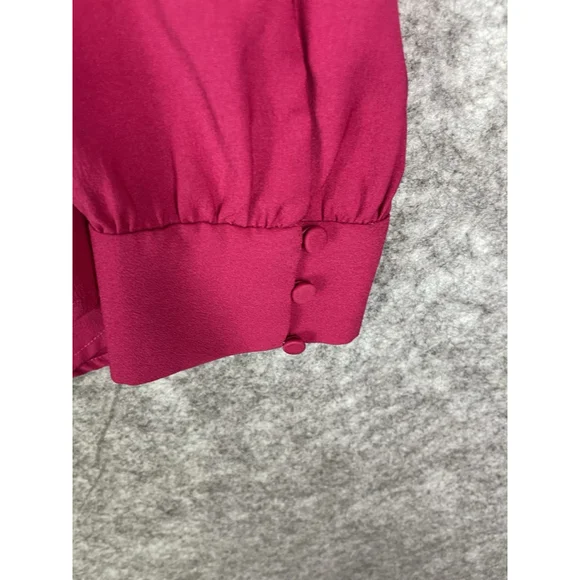 J.Crew Pink Ruffle Front Long Sleeve V Neck Satin Blouse Top Womens size Medium - Picture 5 of 9